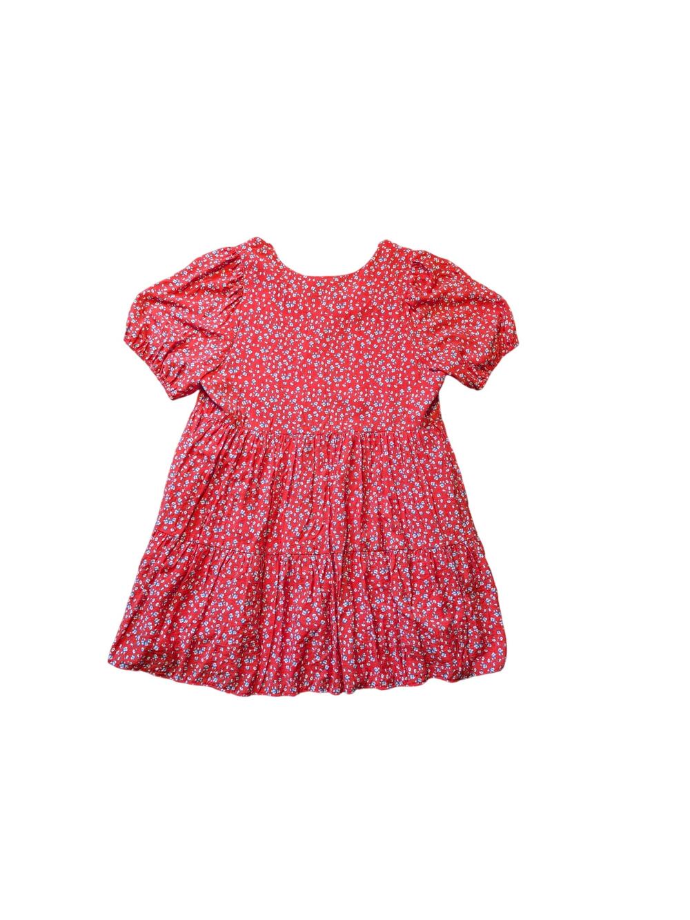ENGLISH FACTORY Women's flutter sleeve midi dress, 3X, Red & blue floral